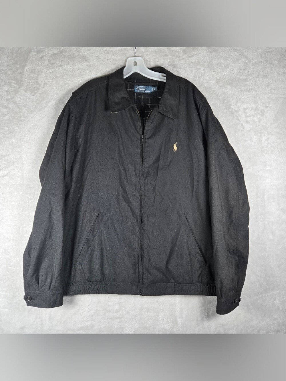 Vintage Polo Ralph Lauren Harrington Jacket Mens XL Black Plaid Lined Pony 90's